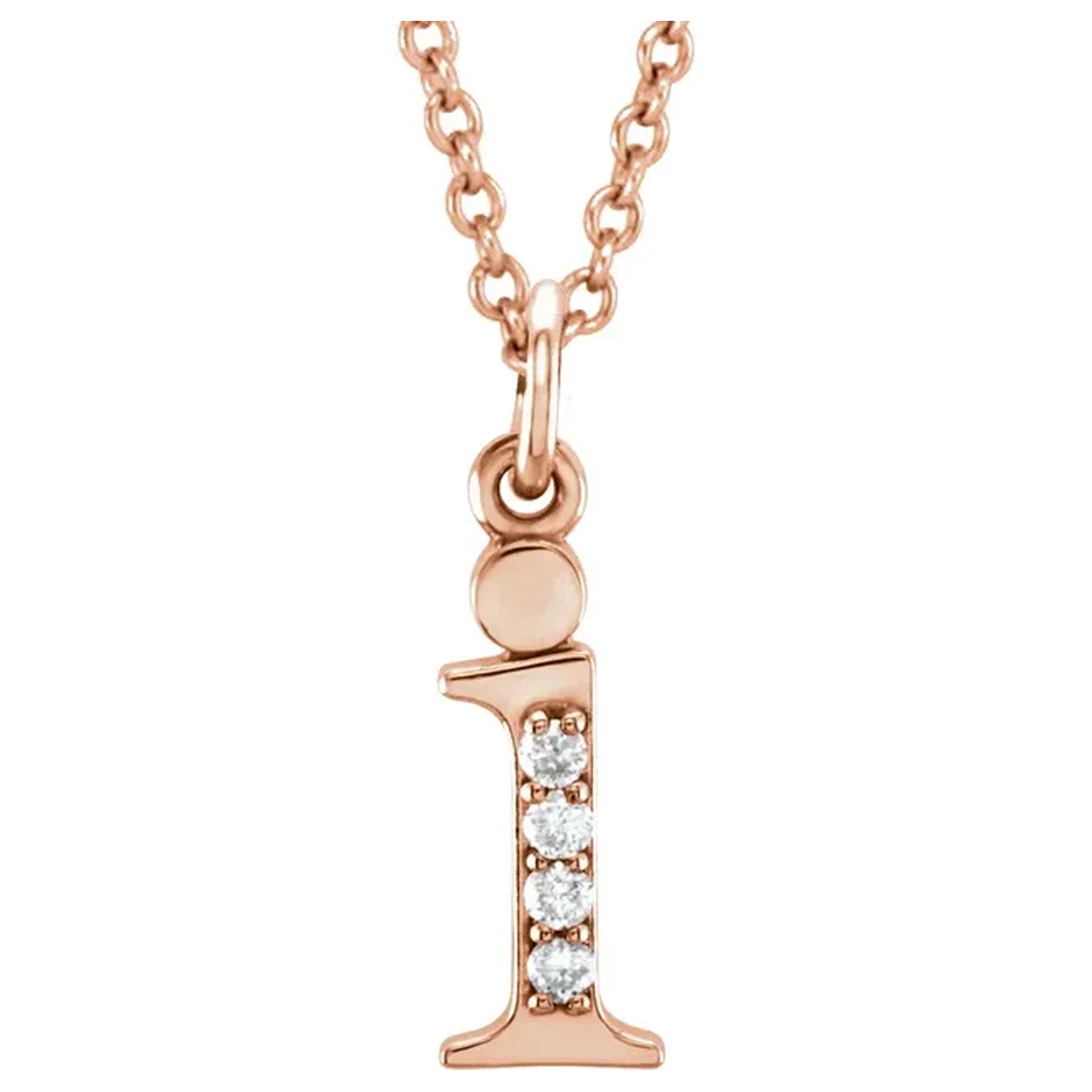 14K Gold Diamond Lowercase Initial Pendant Necklace