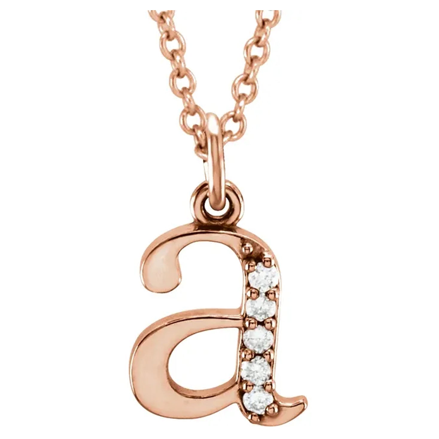 14K Gold Diamond Lowercase Initial Pendant Necklace