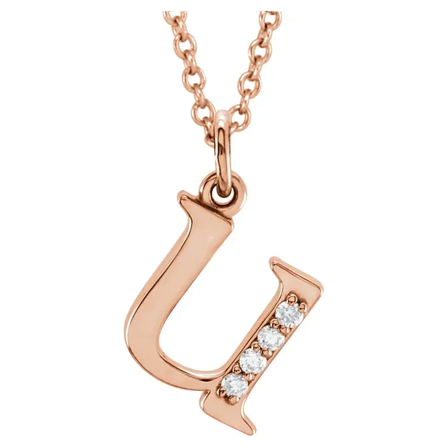 14K Gold Diamond Lowercase Initial Pendant Necklace
