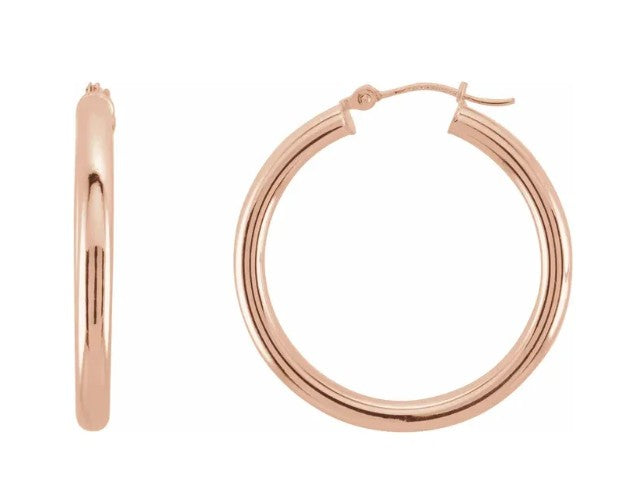 14K Gold Tube Hoop Earring