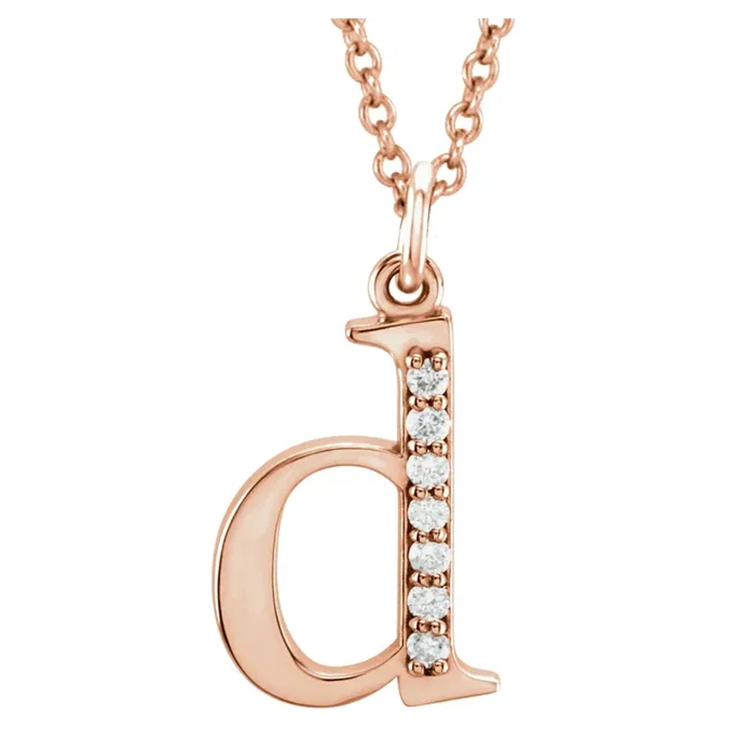 14K Gold Diamond Lowercase Initial Pendant Necklace