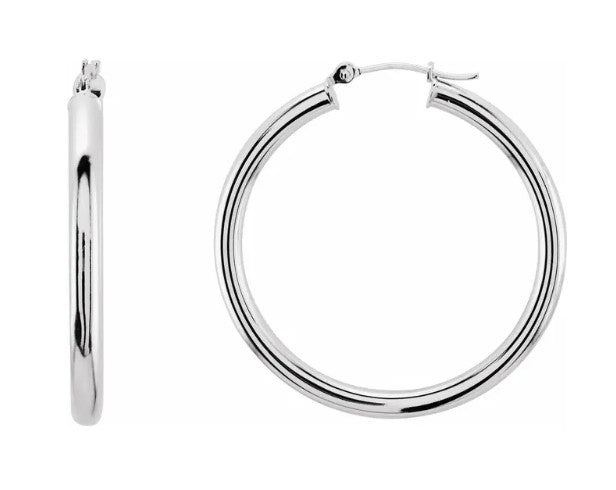 14K Gold Tube Hoop Earring