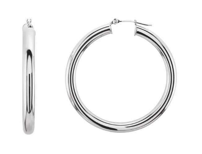 14K Gold Tube Hoop Earring