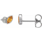 Natural Gemstone & .05 CTW Natural Diamond Earrings