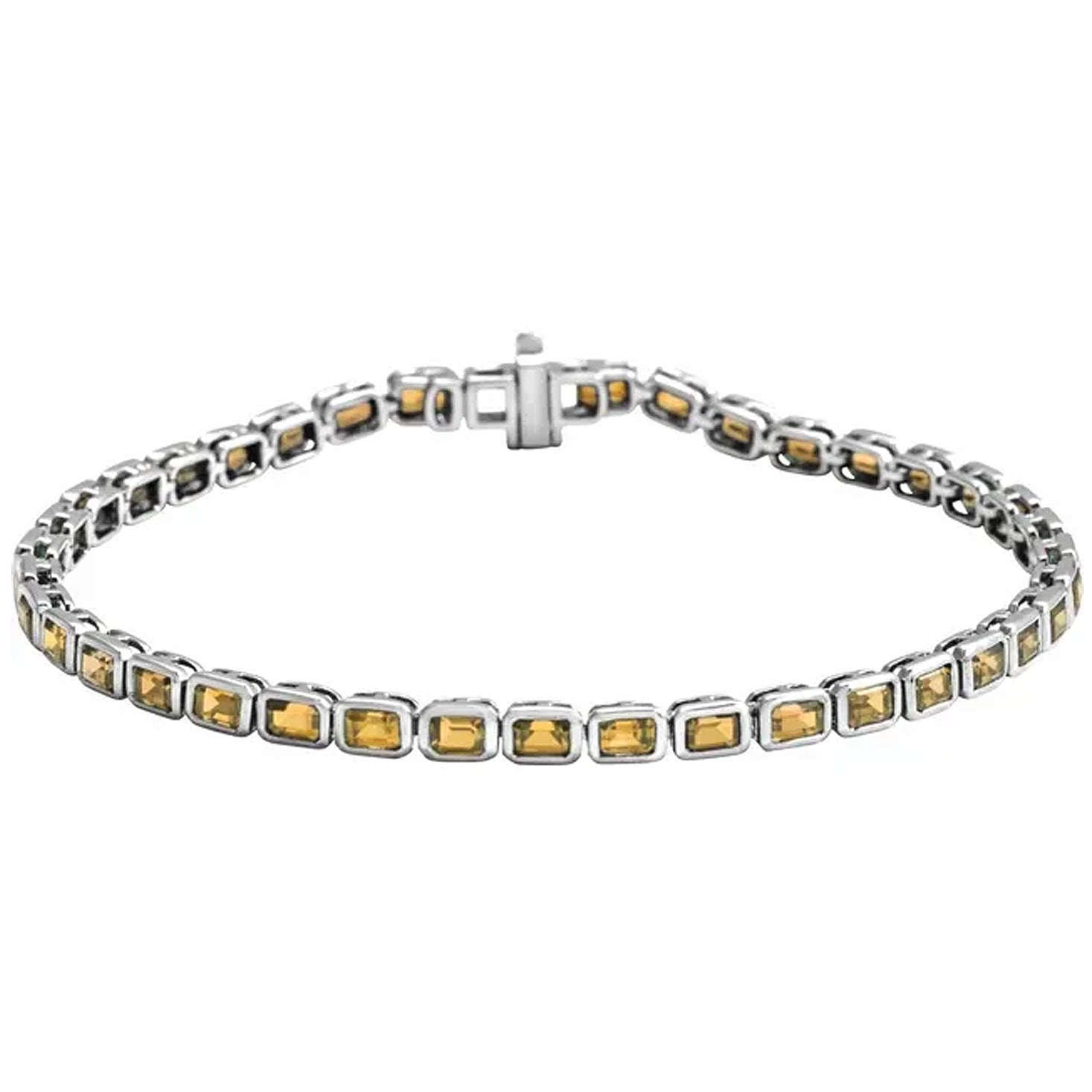 14K Yellow Gold Natural Gemstone Line Bracelet