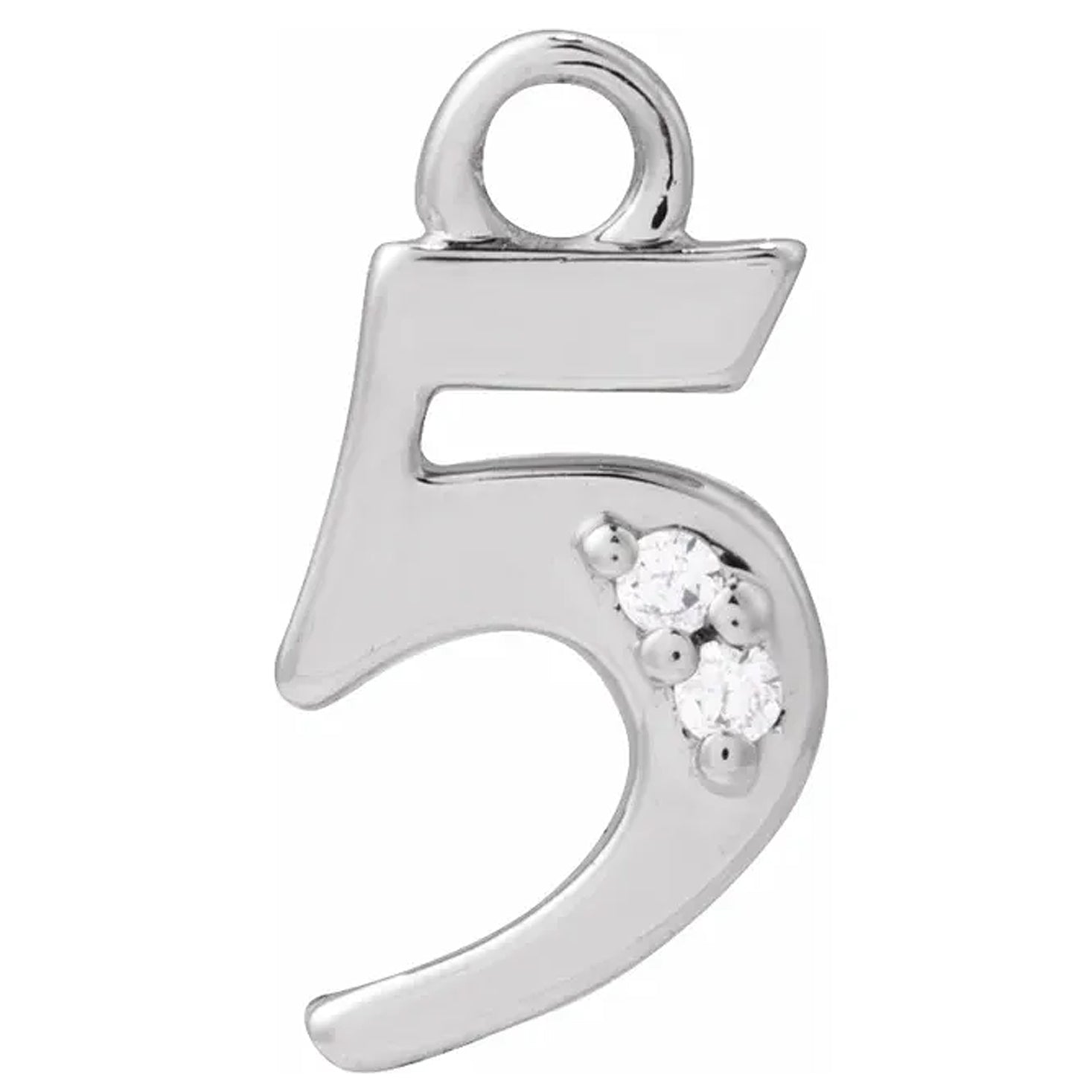 14K Gold .01 CTW Natural Diamond Numeral Dangle Charm