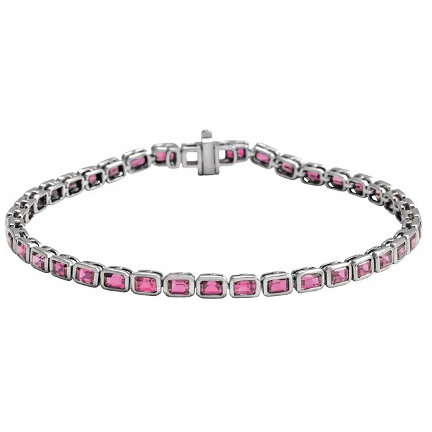 14K Yellow Gold Natural Gemstone Line Bracelet