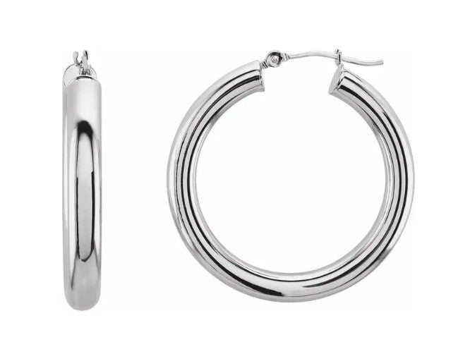 14K Gold Tube Hoop Earring