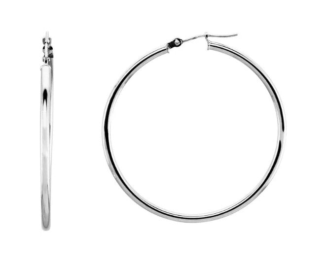 14K Gold Tube Hoop Earring