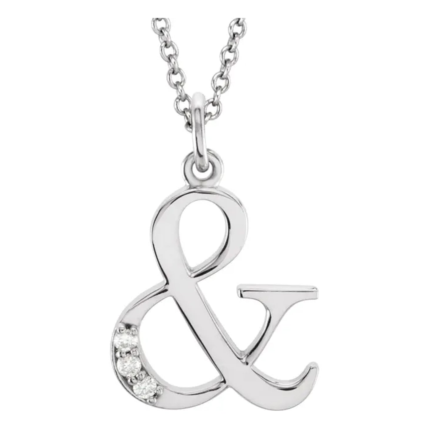 14K Gold and Diamond Ampersand Necklace