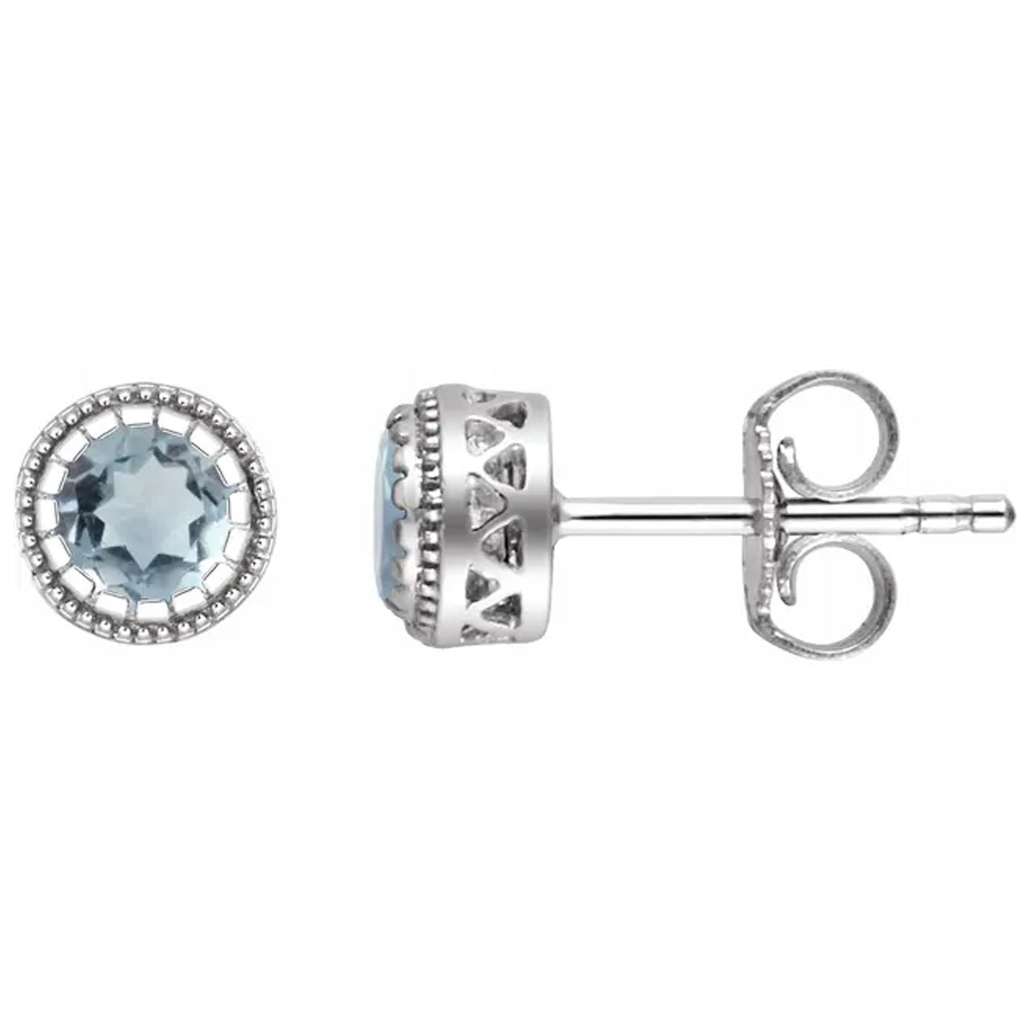 14K Gold Birthstone Stud Earrings