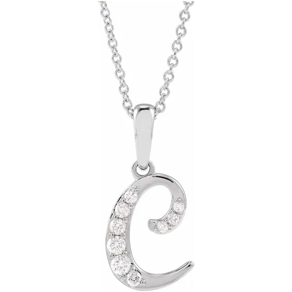 14K Gold Diamond Uppercase Initial Pendant Necklace