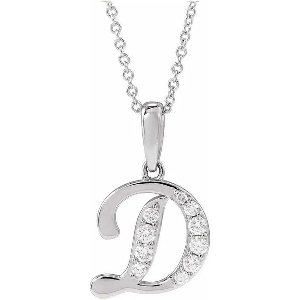 14K Gold Diamond Uppercase Initial Pendant Necklace