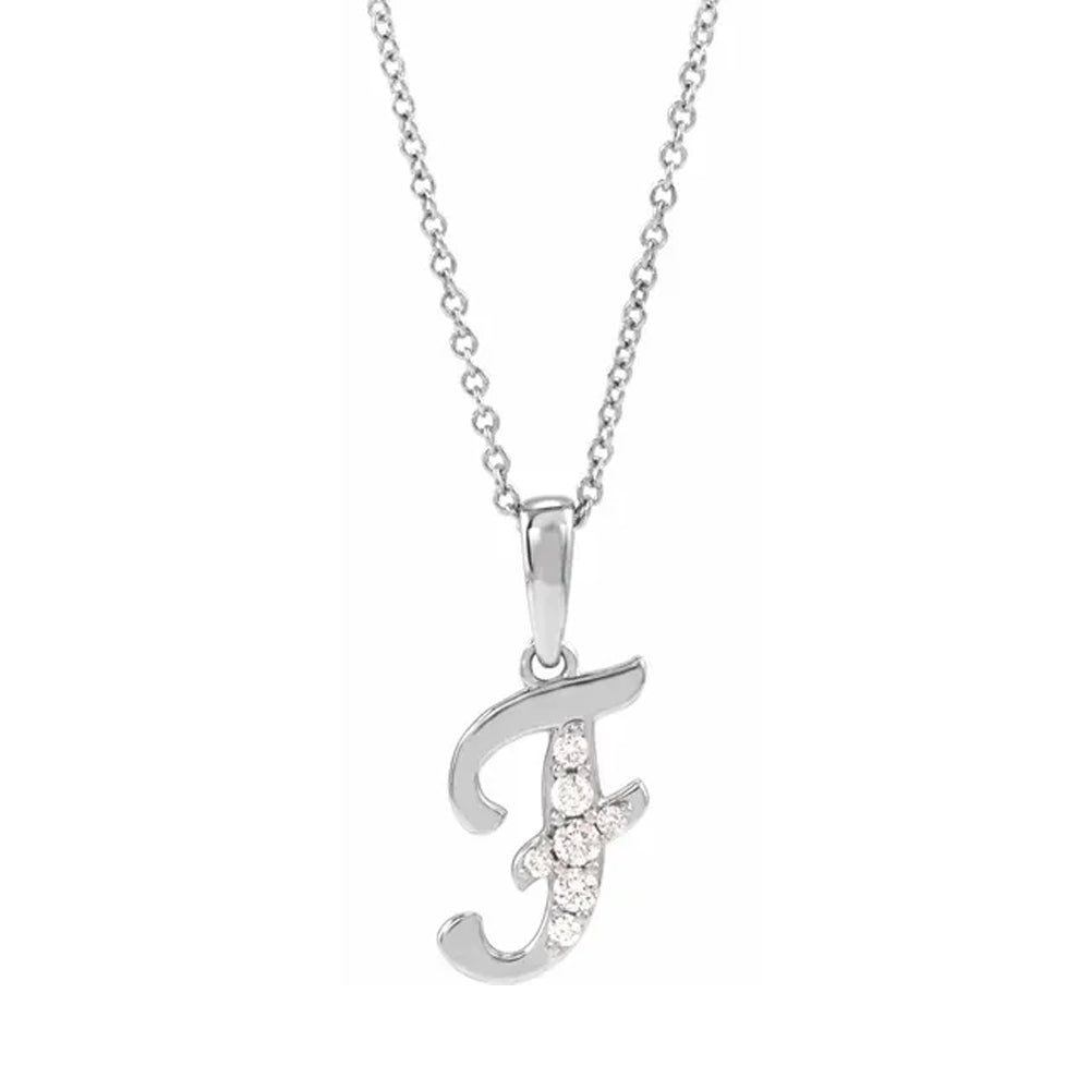 14K Gold Diamond Uppercase Initial Pendant Necklace