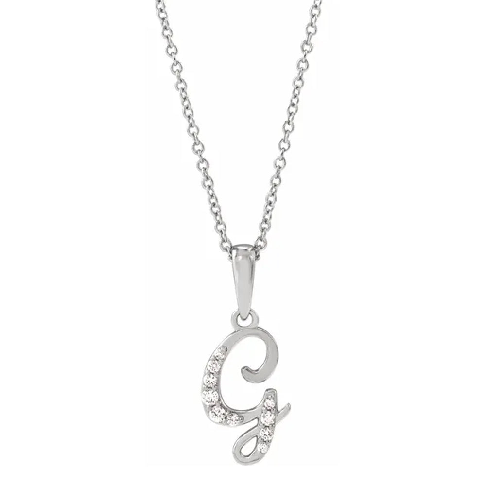 14K Gold Diamond Uppercase Initial Pendant Necklace