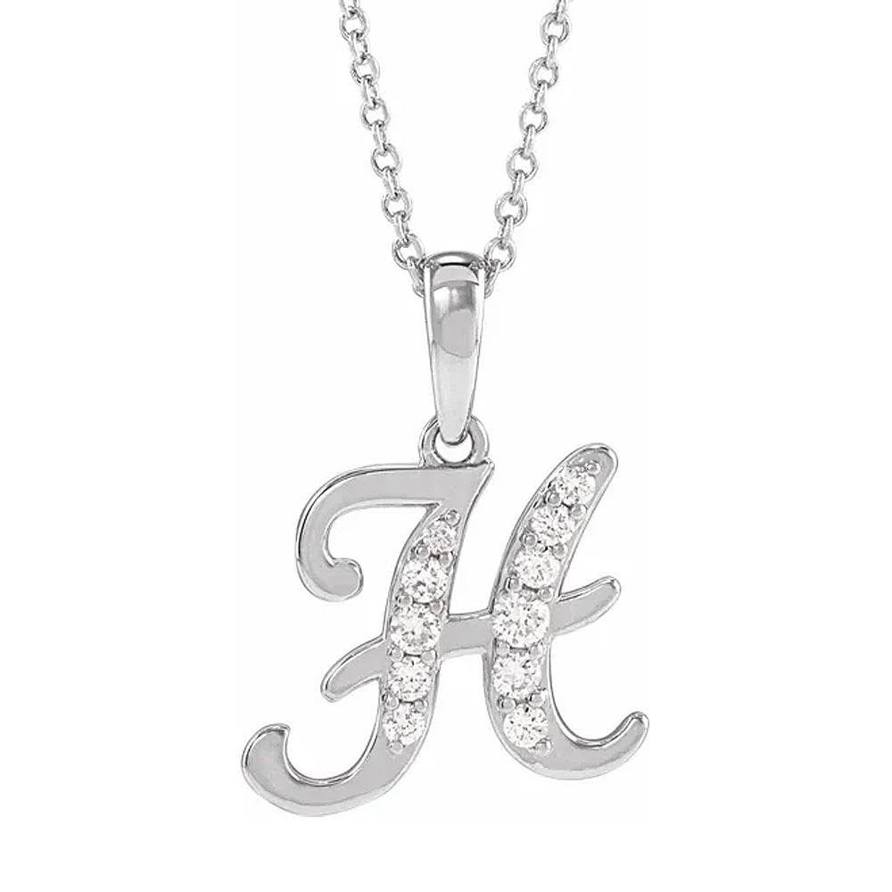 14K Gold Diamond Uppercase Initial Pendant Necklace