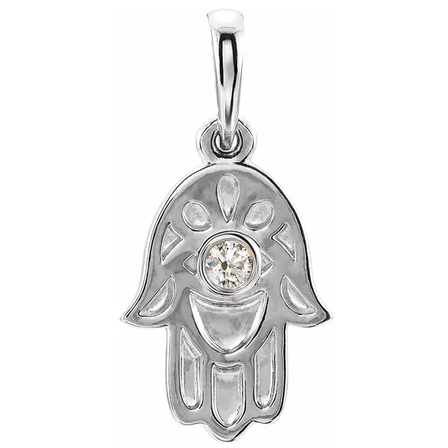 14K Yellow Gold .03 CTW Natural Diamond Hamsa Pendant