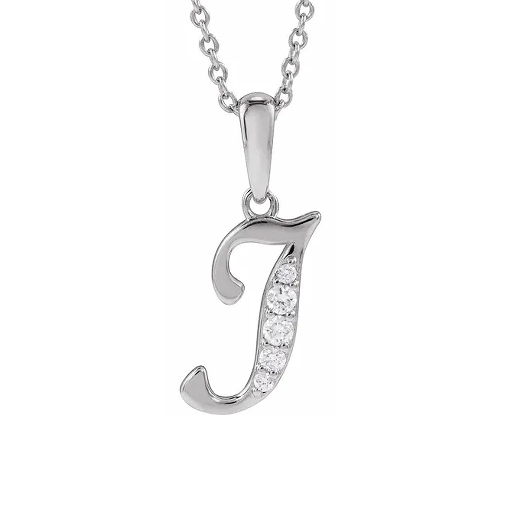 14K Gold Diamond Uppercase Initial Pendant Necklace
