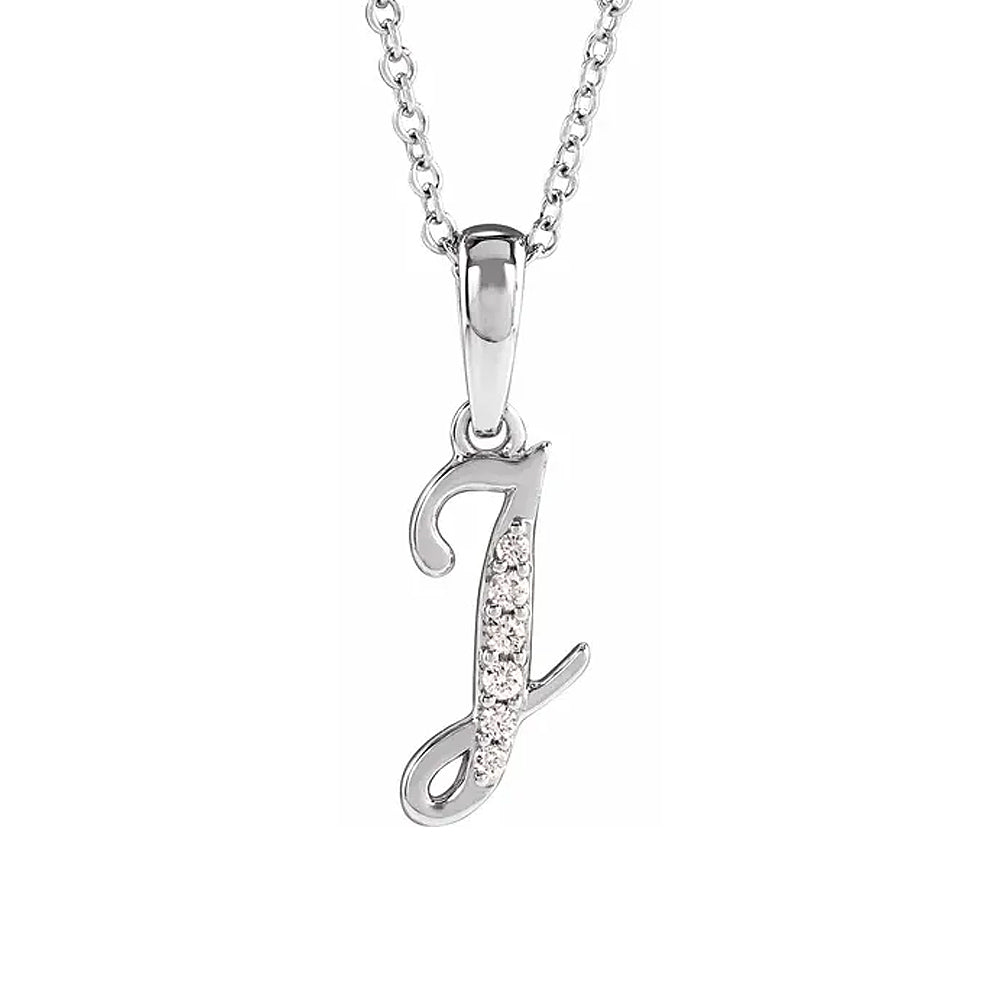 14K Gold Diamond Uppercase Initial Pendant Necklace