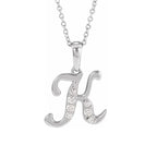 14K Gold Diamond Uppercase Initial Pendant Necklace