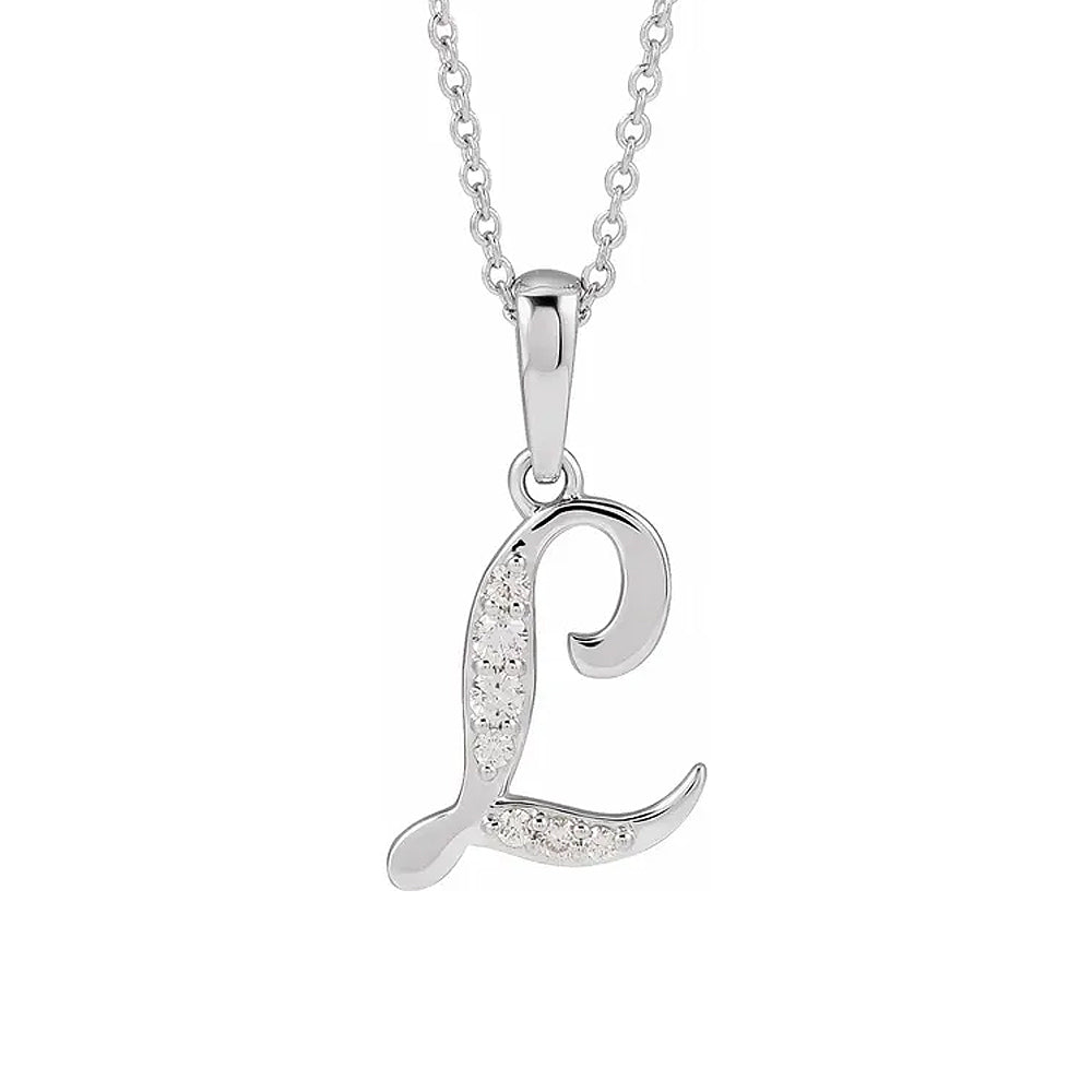 14K Gold Diamond Uppercase Initial Pendant Necklace