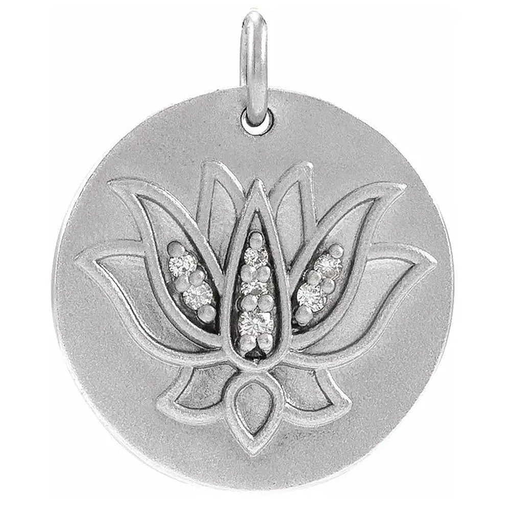 14K .025 CTW Natural Diamond Lotus Pendant