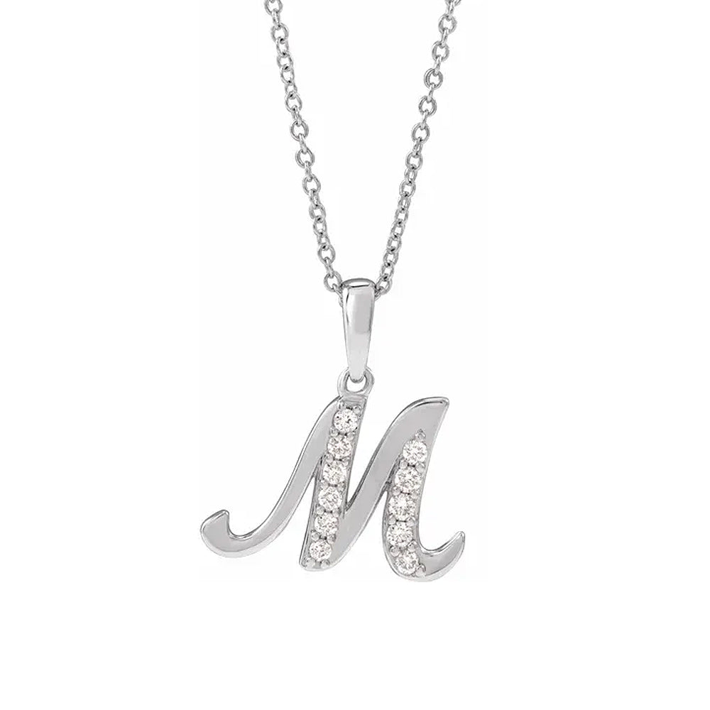14K Gold Diamond Uppercase Initial Pendant Necklace