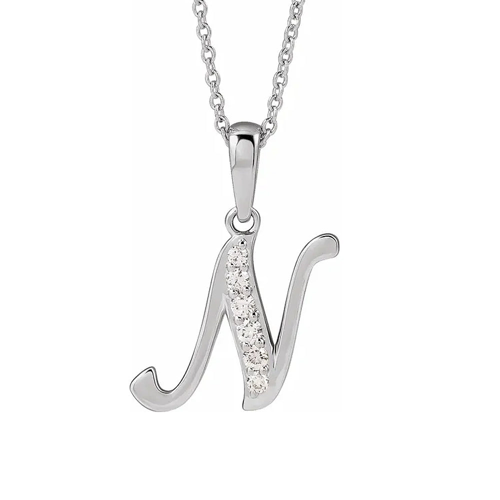 14K Gold Diamond Uppercase Initial Pendant Necklace