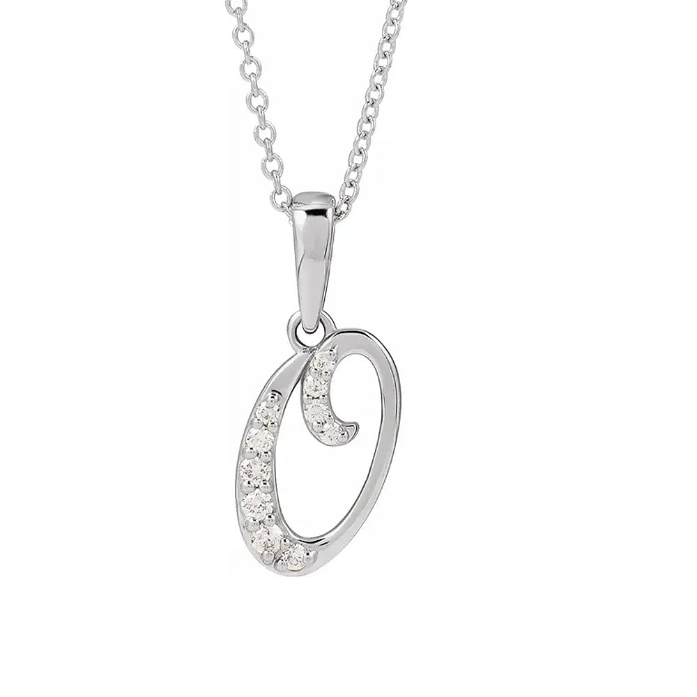 14K Gold Diamond Uppercase Initial Pendant Necklace