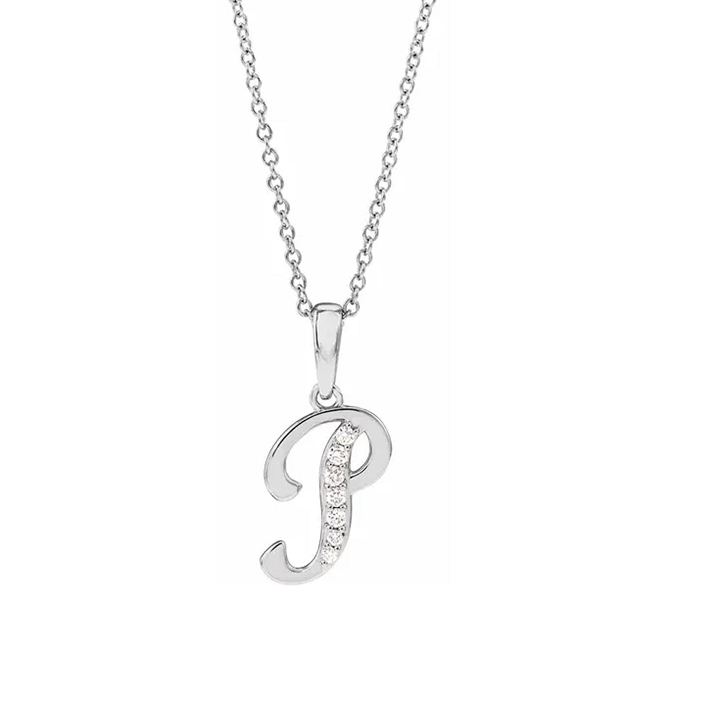 14K Gold Diamond Uppercase Initial Pendant Necklace