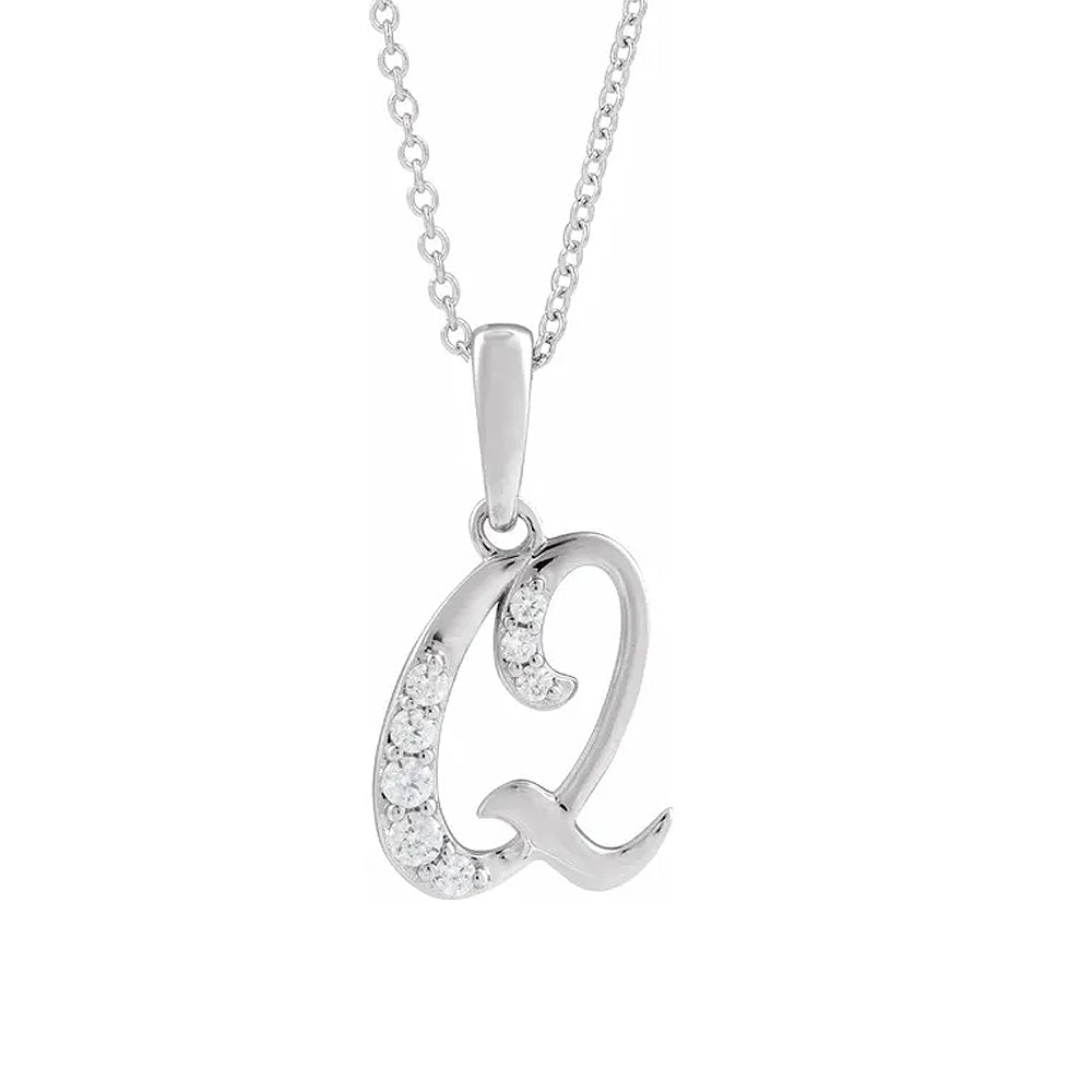 14K Gold Diamond Uppercase Initial Pendant Necklace