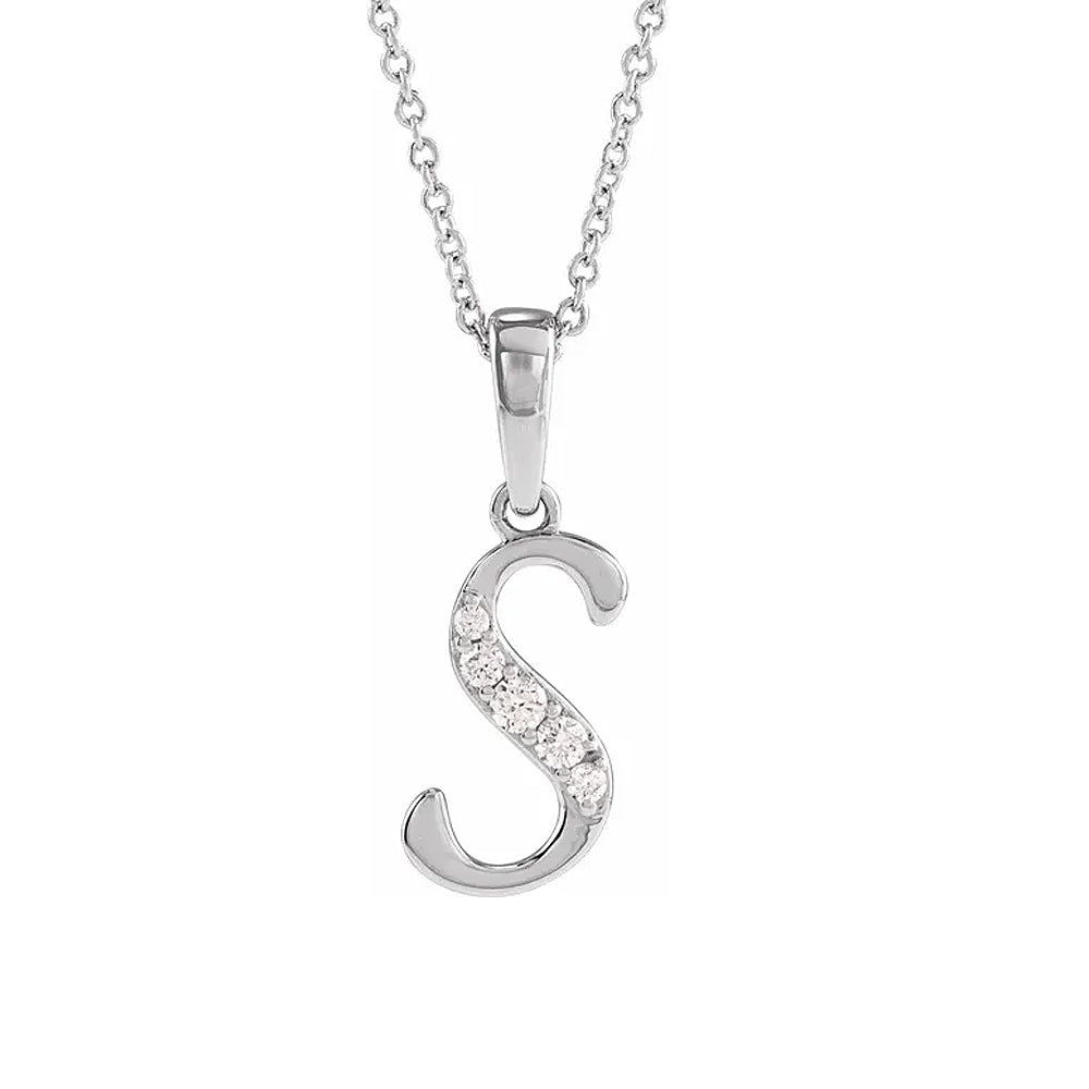 14K Gold Diamond Uppercase Initial Pendant Necklace