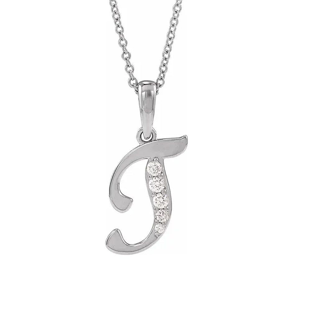 14K Gold Diamond Uppercase Initial Pendant Necklace