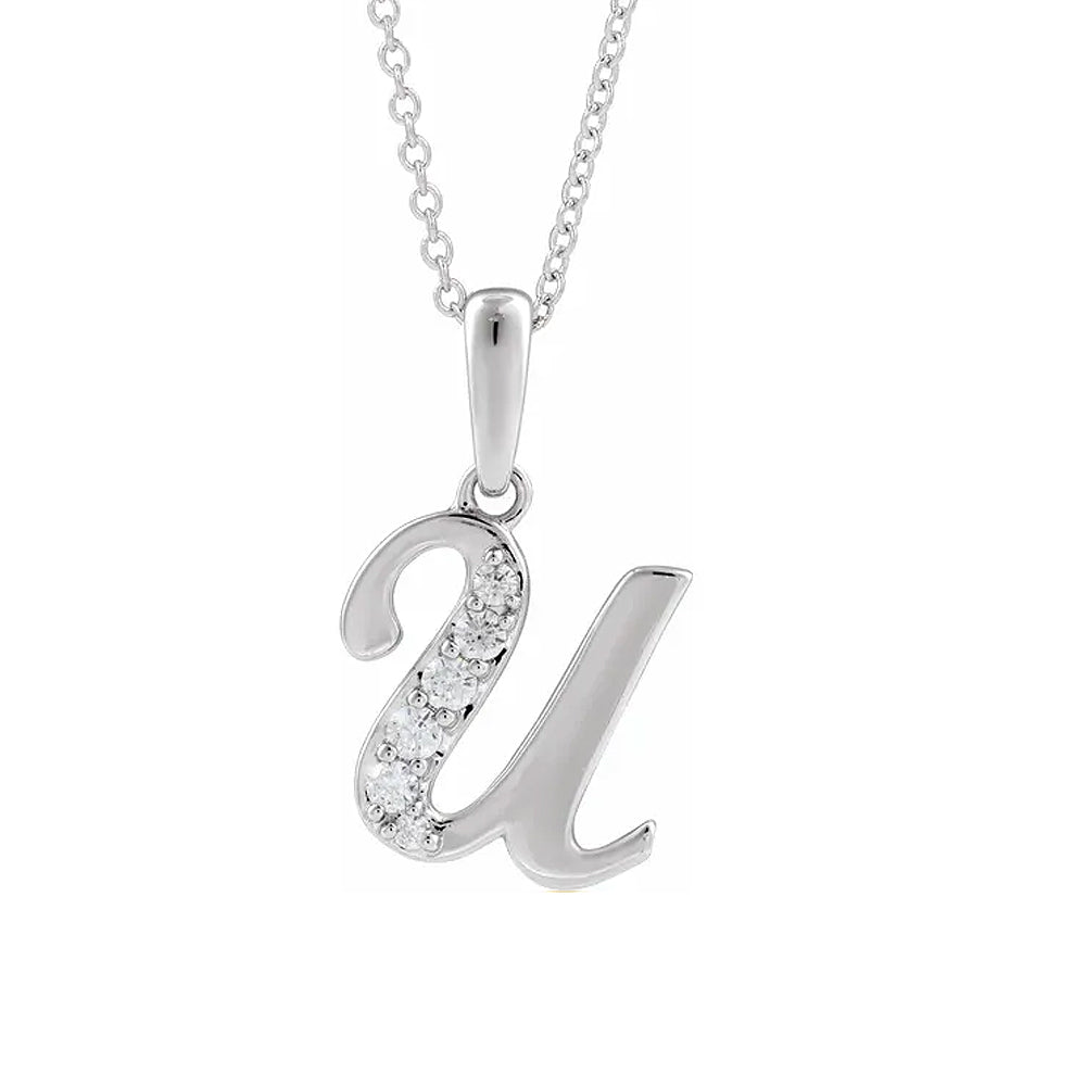 14K Gold Diamond Uppercase Initial Pendant Necklace