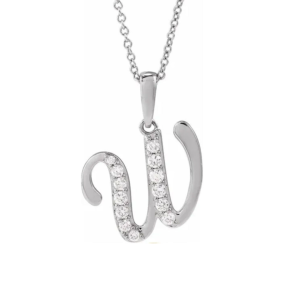 14K Gold Diamond Uppercase Initial Pendant Necklace