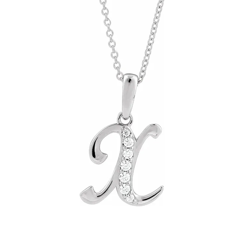 14K Gold Diamond Uppercase Initial Pendant Necklace