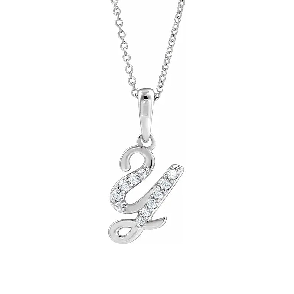 14K Gold Diamond Uppercase Initial Pendant Necklace