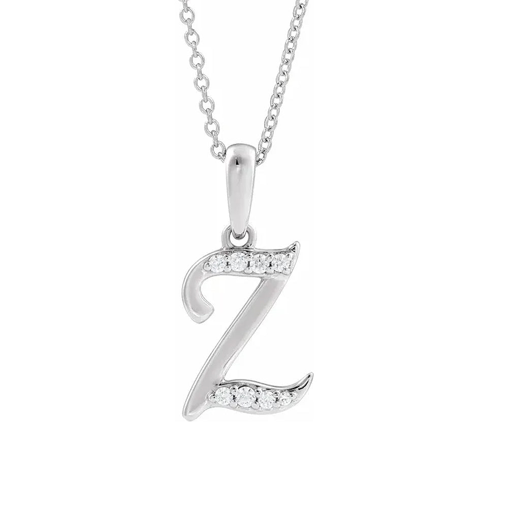 14K Gold Diamond Uppercase Initial Pendant Necklace