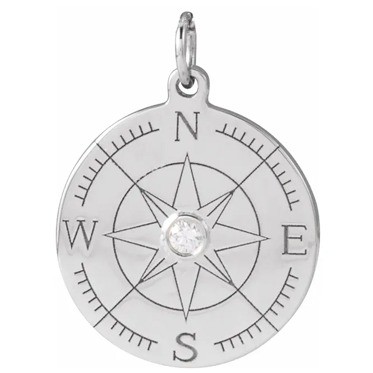 14K Yellow Gold Diamond Compass Pendant
