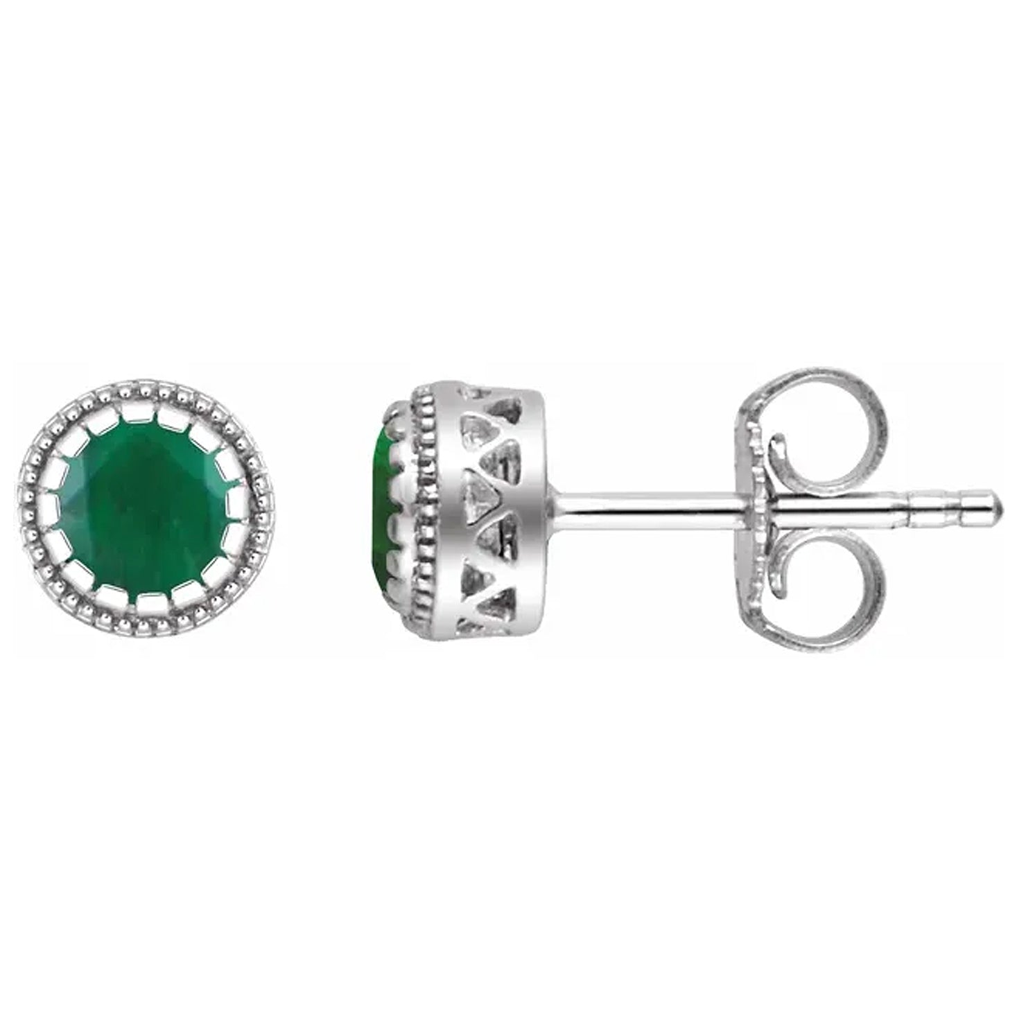 14K Gold Birthstone Stud Earrings