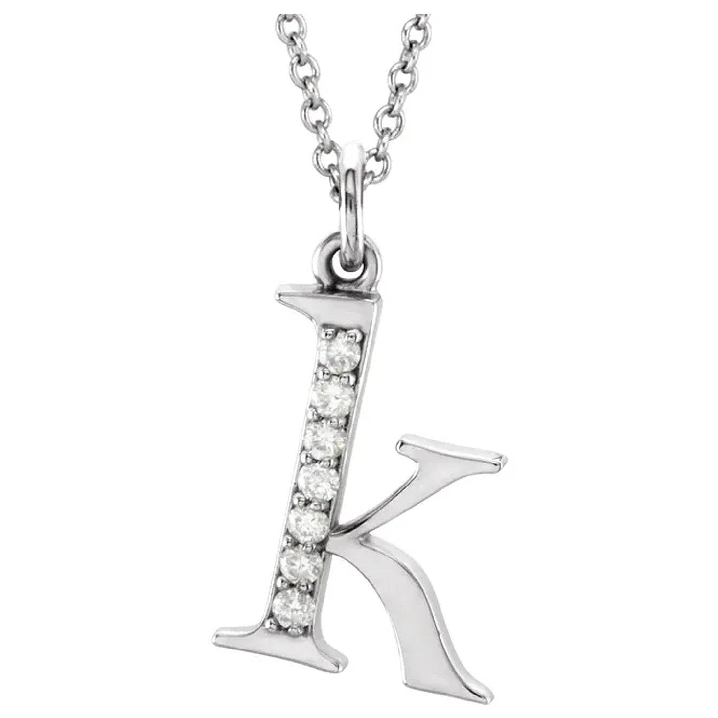 14K Gold Diamond Lowercase Initial Pendant Necklace