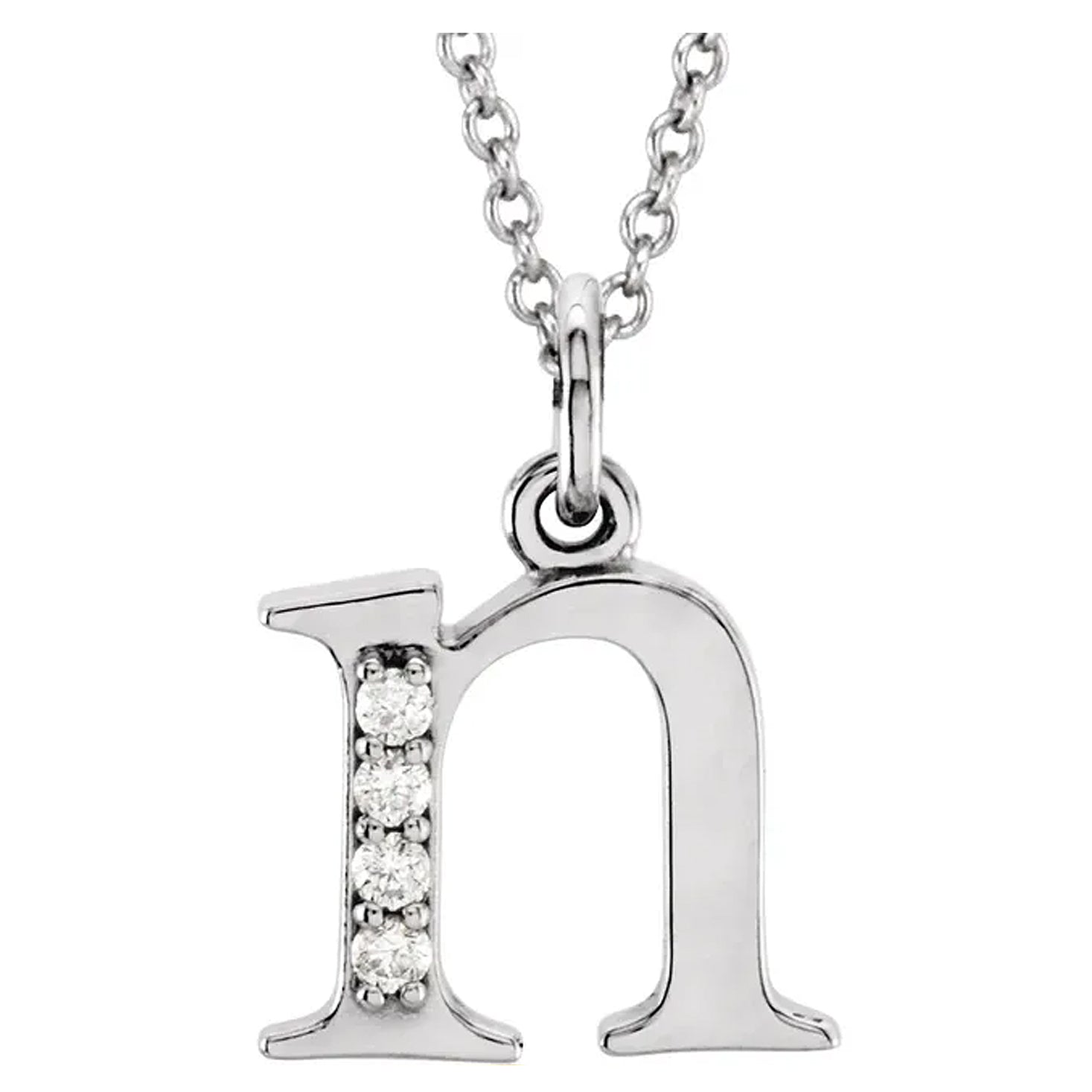 14K Gold Diamond Lowercase Initial Pendant Necklace
