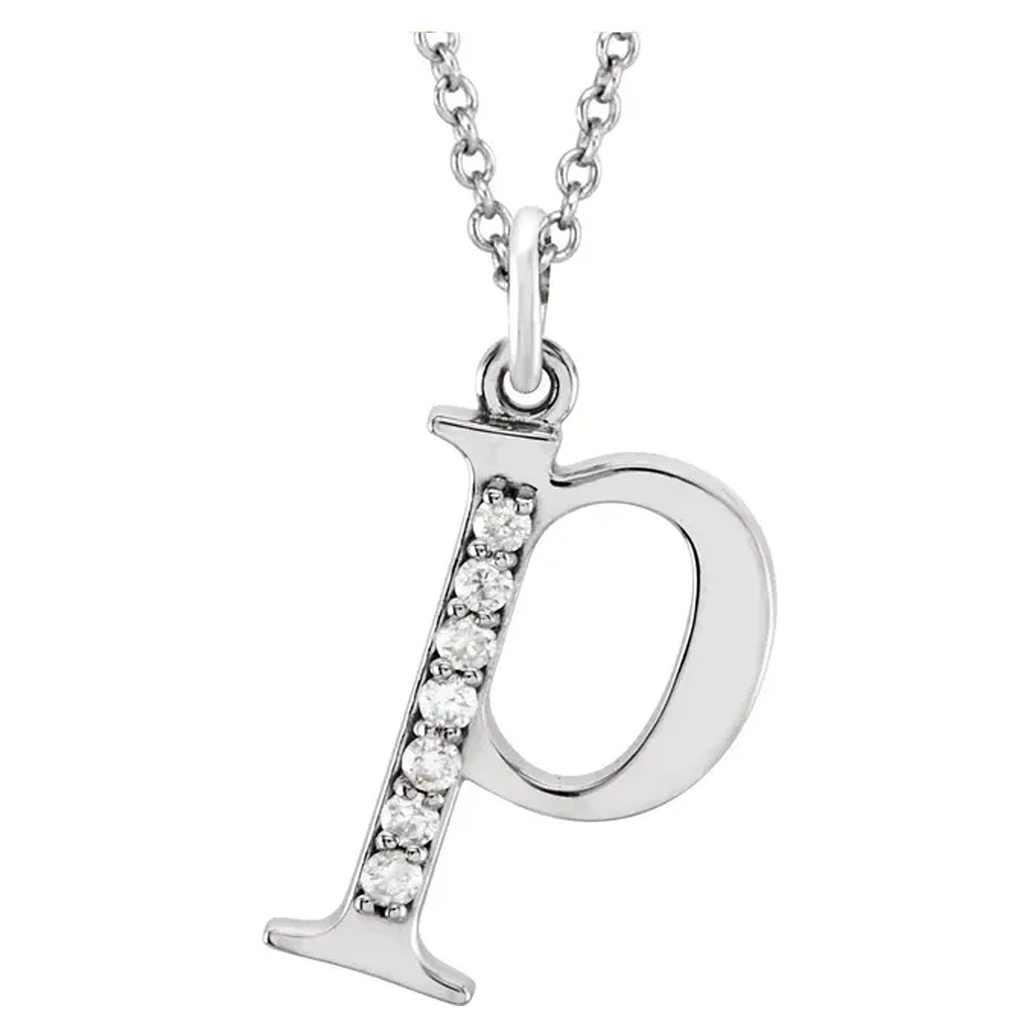 14K Gold Diamond Lowercase Initial Pendant Necklace