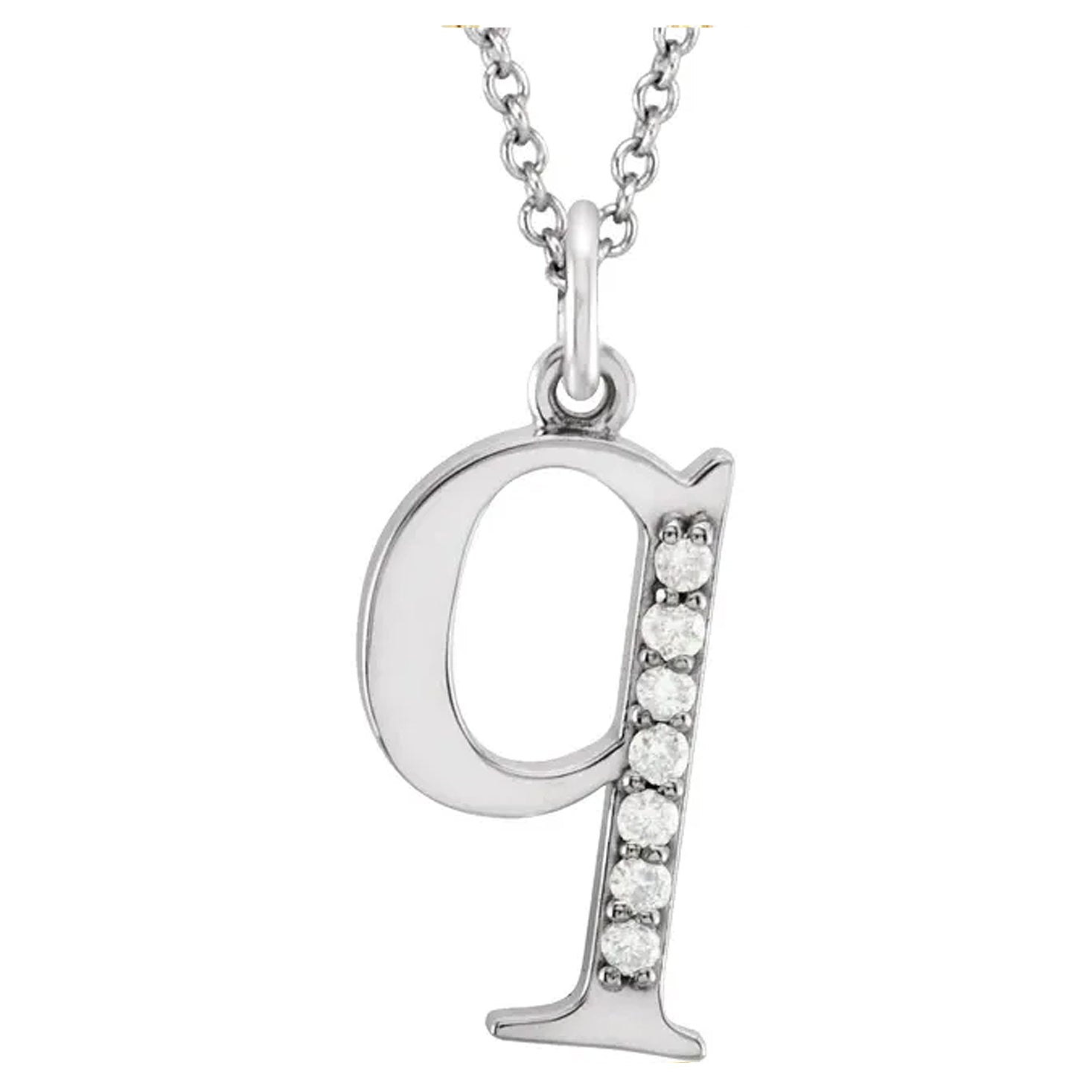 14K Gold Diamond Lowercase Initial Pendant Necklace