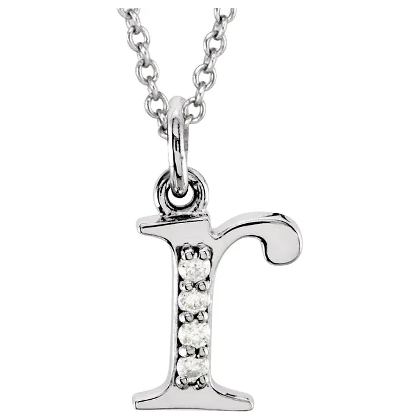 14K Gold Diamond Lowercase Initial Pendant Necklace