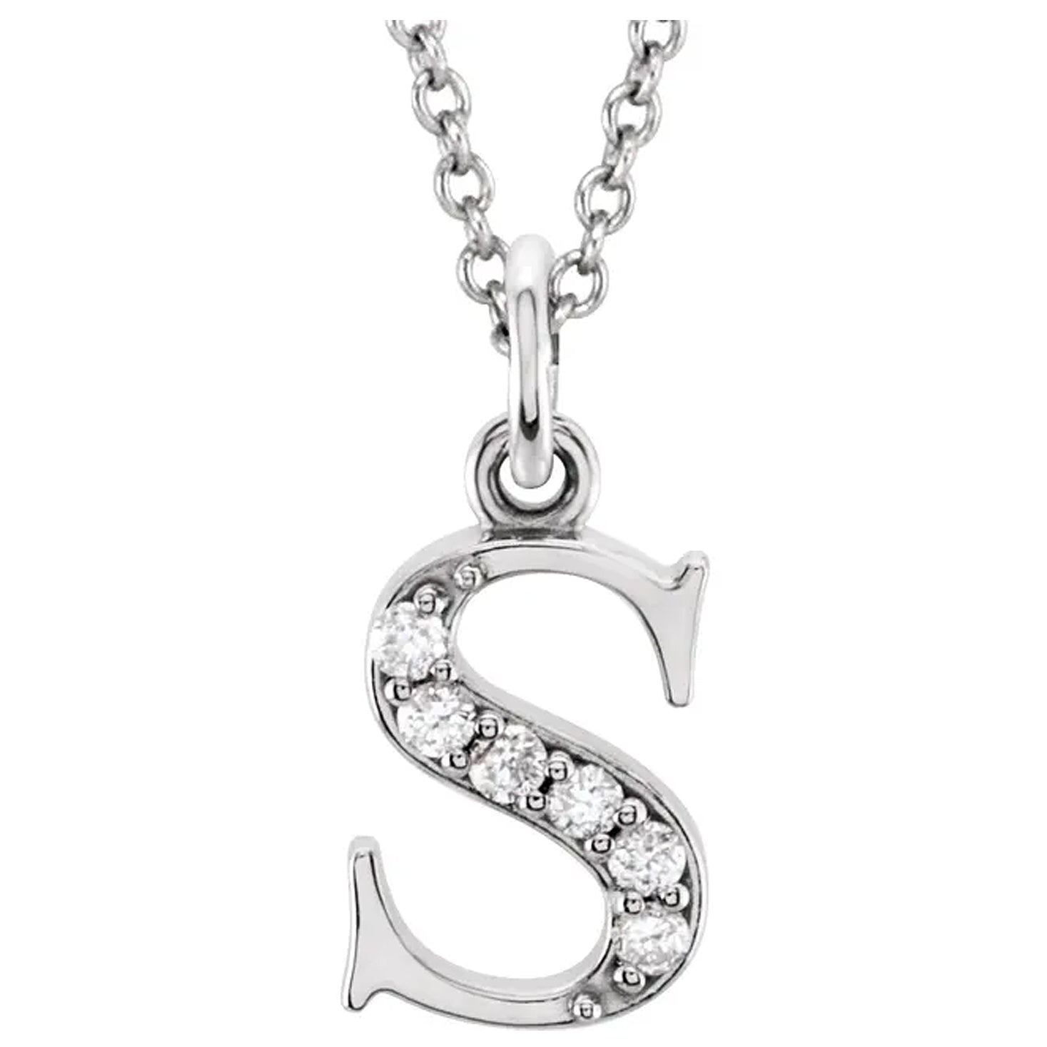 14K Gold Diamond Lowercase Initial Pendant Necklace