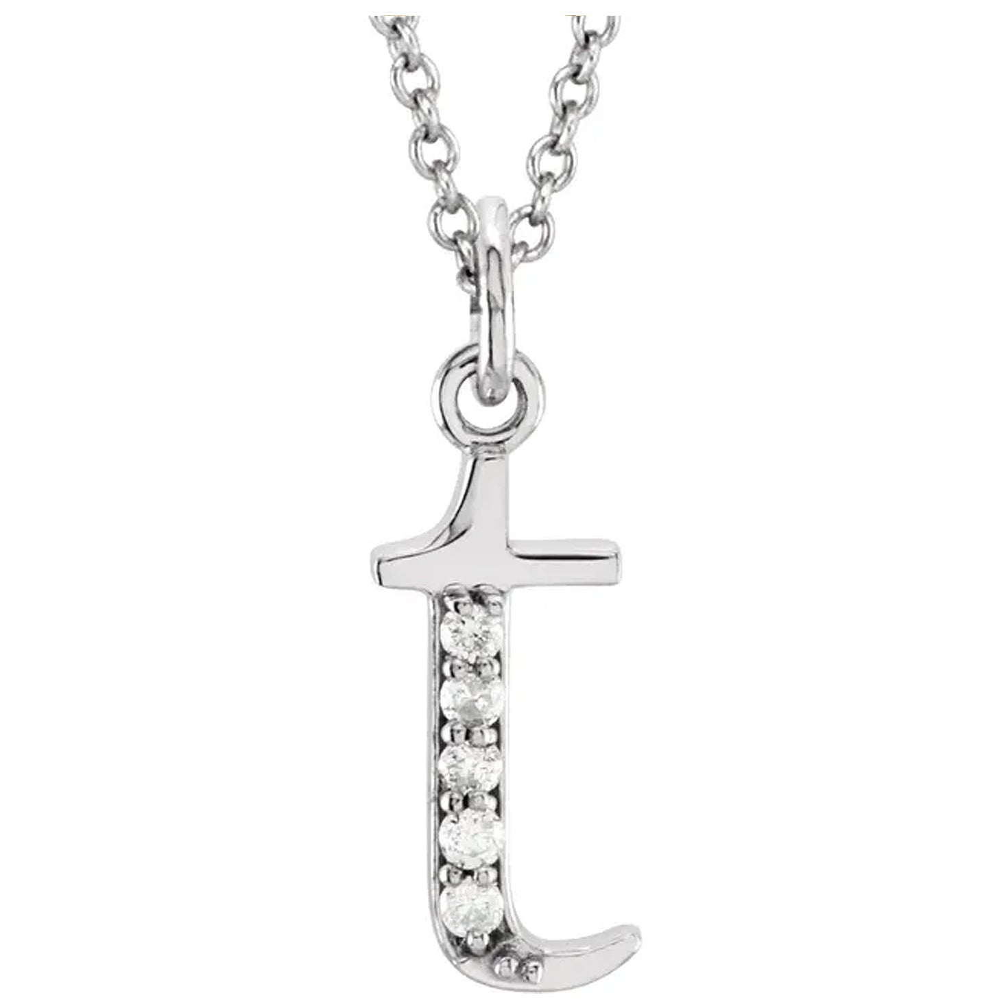 14K Gold Diamond Lowercase Initial Pendant Necklace