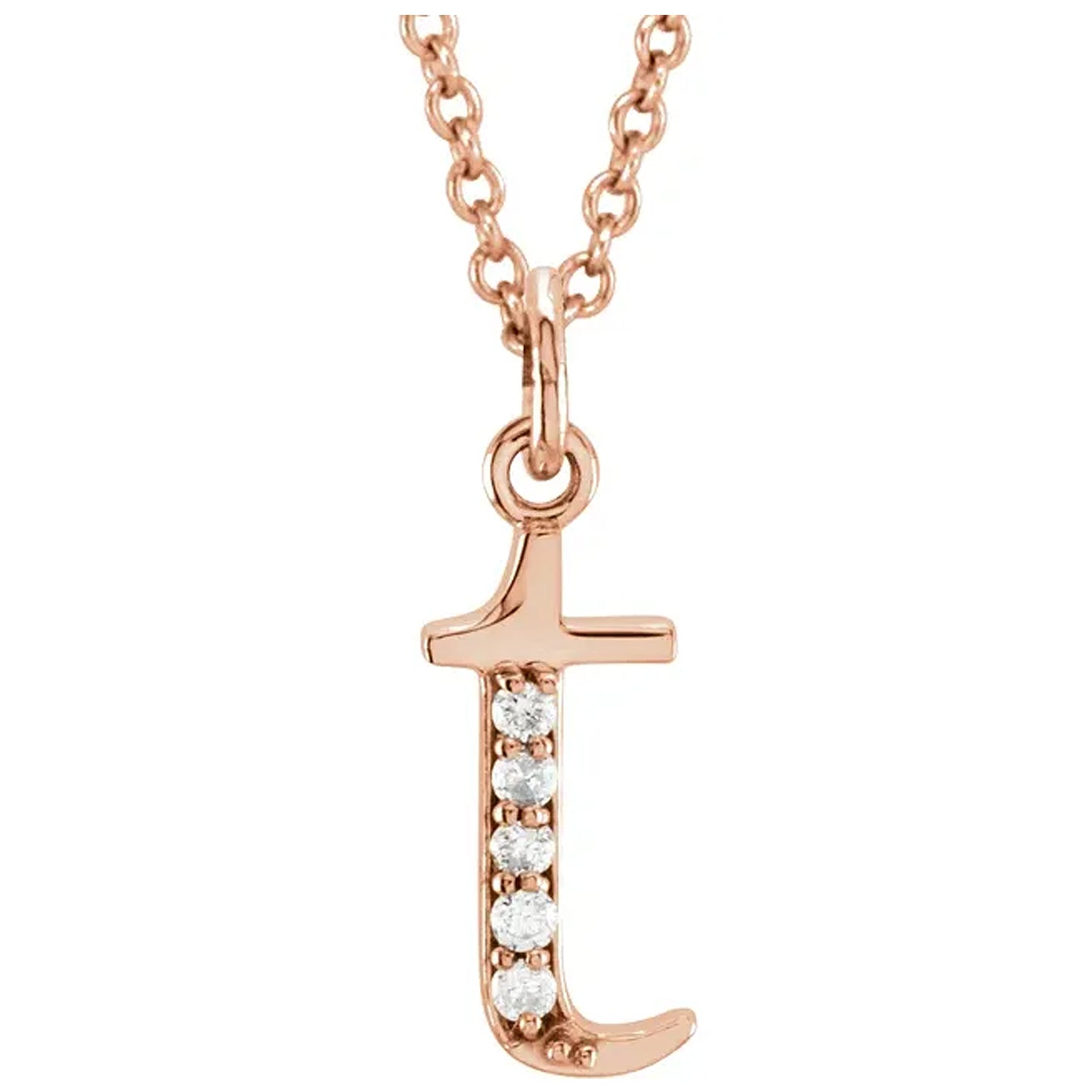 14K Gold Diamond Lowercase Initial Pendant Necklace