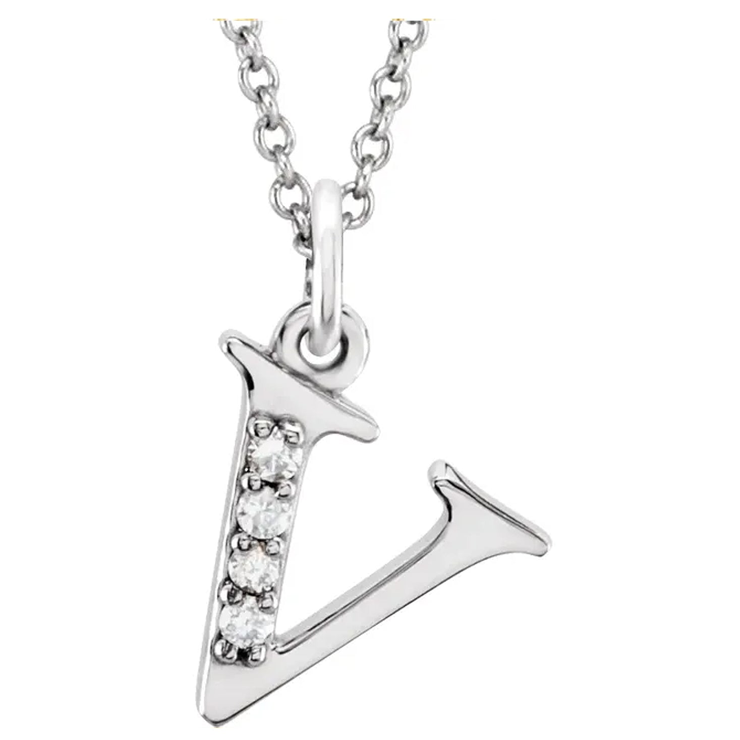 14K Gold Diamond Lowercase Initial Pendant Necklace