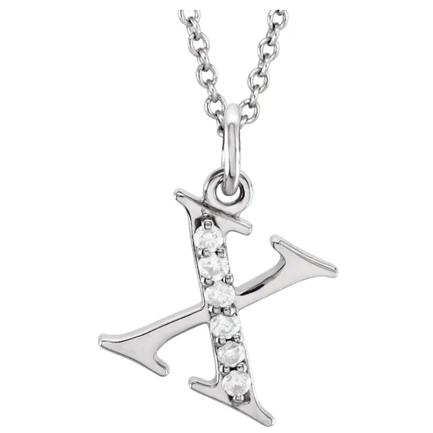 14K Gold Diamond Lowercase Initial Pendant Necklace